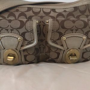 Coach signature legacy gold and tan canvas leather